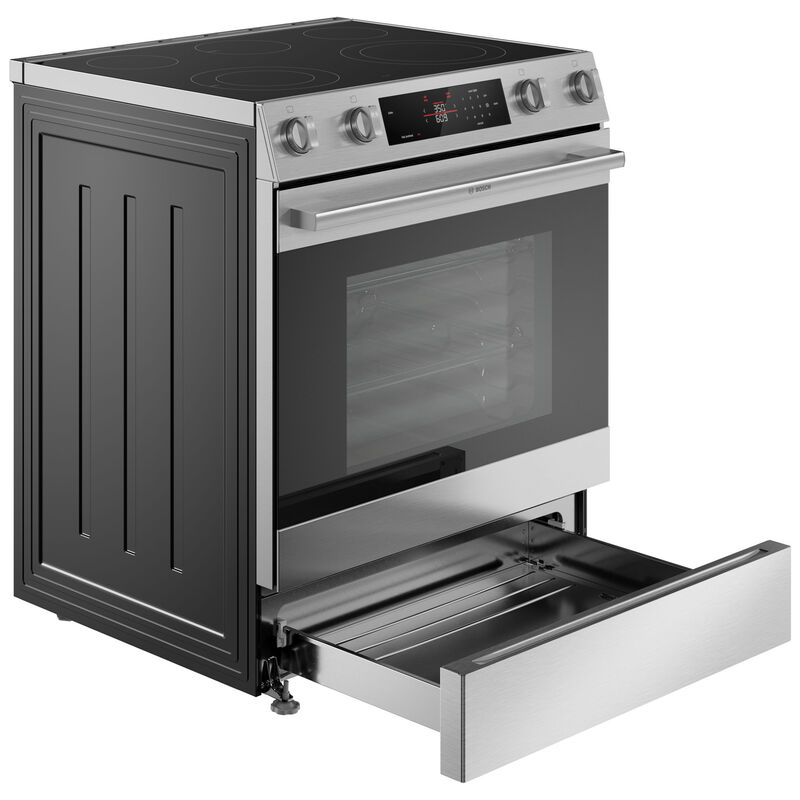 Bosch 300 Series 30 in. 5.8 cu. ft. Air-Fry Standard Convection Slide-In Electric Range with Smoothtop Burners - Stainless Steel, , hires