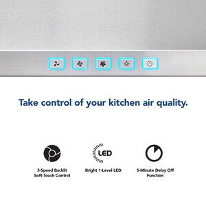 Broan 30 in. Chimney Style Range Hood with 3 Speed Settings, 450 CFM & 2 LED Lights - Stainless Steel, , hires