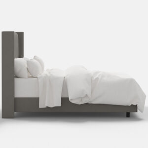 Skyline Furniture Linen Fabric Upholstered King Size Wingback Bed - Grey, , hires