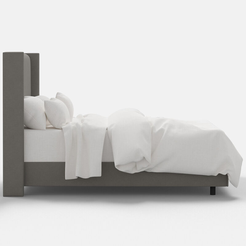 Skyline Furniture Linen Fabric Upholstered King Size Wingback Bed - Grey, , hires