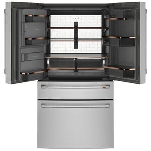 Cafe 36 in. 22.3 cu. ft. Smart Counter Depth 4-Door French Door Refrigerator with Ice & Water Dispenser - Stainless Steel, Stainless Steel, hires