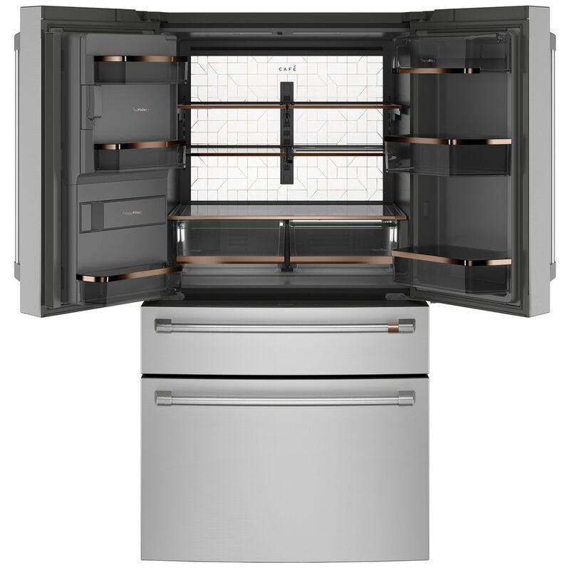 Cafe 36 in. 22.3 cu. ft. Smart Counter Depth 4-Door French Door Refrigerator with Ice & Water Dispenser - Stainless Steel, Stainless Steel, hires