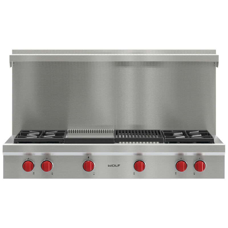 Wolf 48 in. Natural Gas Cooktop with 4 Sealed Burners, Grill & Griddle - Stainless Steel, , hires