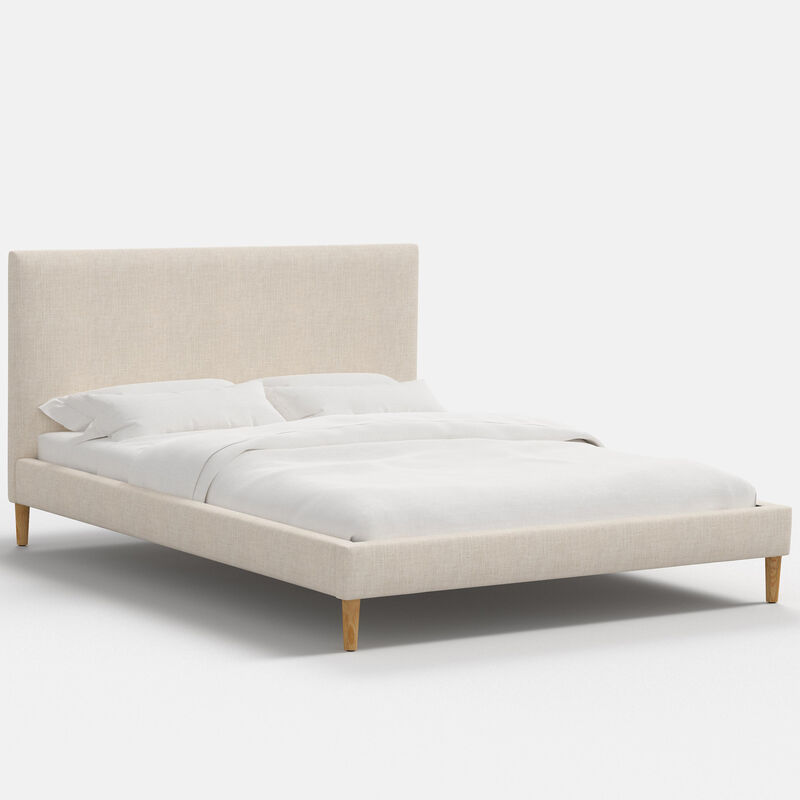Skyline Furniture Linen Fabric Upholstered Full Size Platform Bed - Talc, , hires
