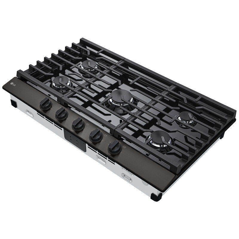 LG 36 in. 5-Burner Natural Gas Cooktop with Simmer Burner & Power Burner - Black Stainless, Black Stainless, hires