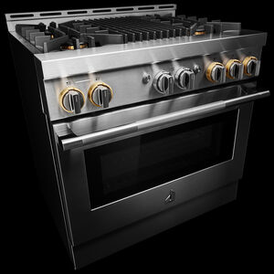 JennAir Rise Series 36 in. 5.1 cu. ft. Smart Convection Oven Freestanding Gas Range with 4 Sealed Burners & Grill - Stainless Steel, , hires