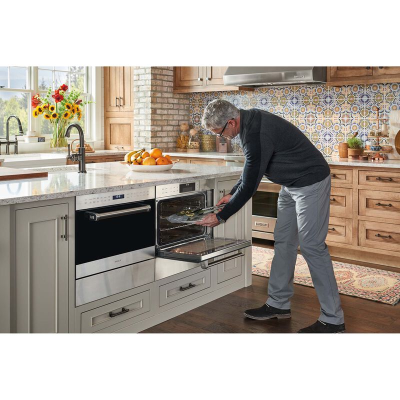 Wolf E Series 24 in. 1.6 cu. ft. 900W Built-In Microwave with Convection & Sensor Cooking - Stainless Steel, , hires