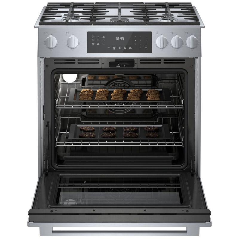 Bosch Benchmark 30 in. 4.8 cu. ft. Convection Oven Slide-In Gas Range with 5 Sealed Burners - Stainless Steel, , hires
