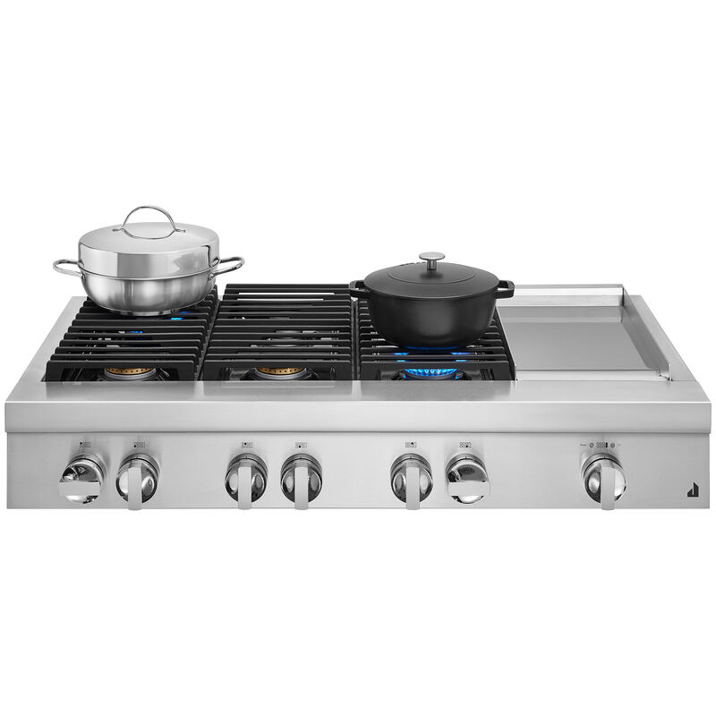 JennAir Noir 48 in. 6-Burner Natural Gas Rangetop with Griddle, Simmer Burner & Power Burner - Stainless Steel, , hires