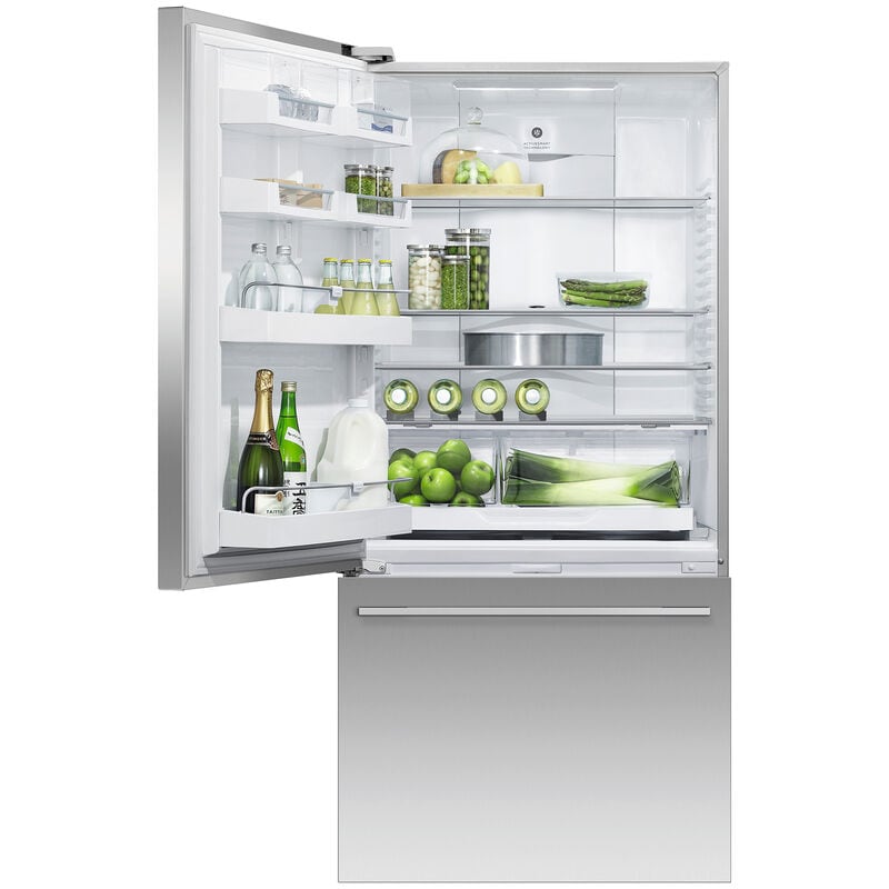 Fisher & Paykel Series 5 31 in. 17.1 cu. ft. Smart Counter Depth Bottom Freezer Refrigerator, Left Hinge - Stainless Steel, , hires