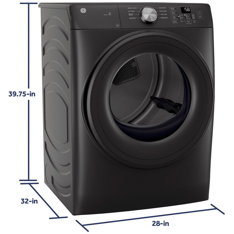 GE 28 in. 7.8 cu. ft. Smart Stackable Gas Dryer with Sanitize Cycle - Carbon Graphite, , hires