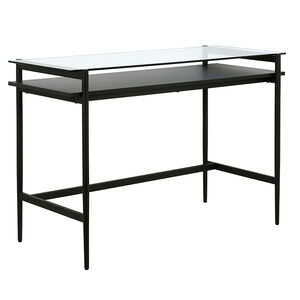 Hudson & Canal Computer Desk/Workcenter OF0645 - Black Metal and Glass, , hires