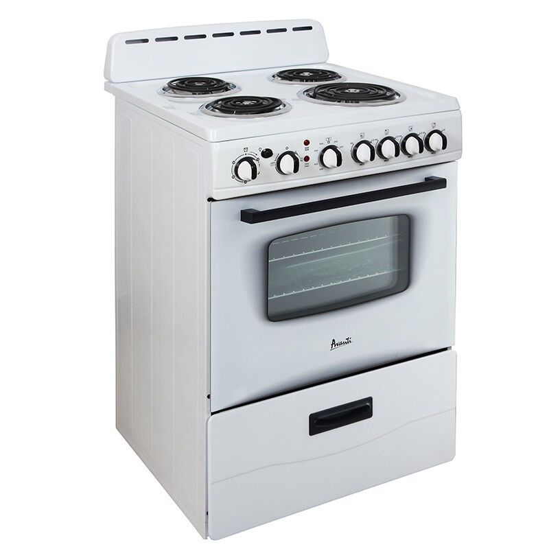 Avanti 24 in. 2.6 cu. ft. Oven Freestanding Electric Range with 4 Coil Burners - White, , hires