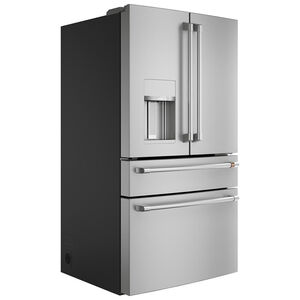 Cafe 36 in. 27.8 cu. ft. Smart 4-Door French Door Refrigerator with External Ice & Water Dispenser - Stainless Steel, Stainless Steel, hires