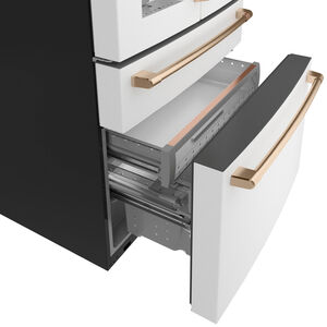 Cafe 36 in. 22.3 cu. ft. Smart Counter Depth 4-Door French Door Refrigerator with Ice & Water Dispenser - Matte White, Matte White, hires