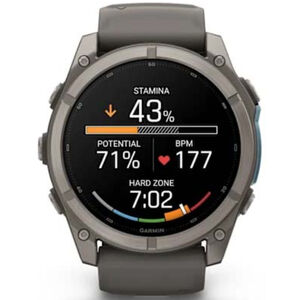 Garmin fenix 9 51 mm, AMOLED Smart Watch - Titanium with Pebble Gray Silicone Band, , hires