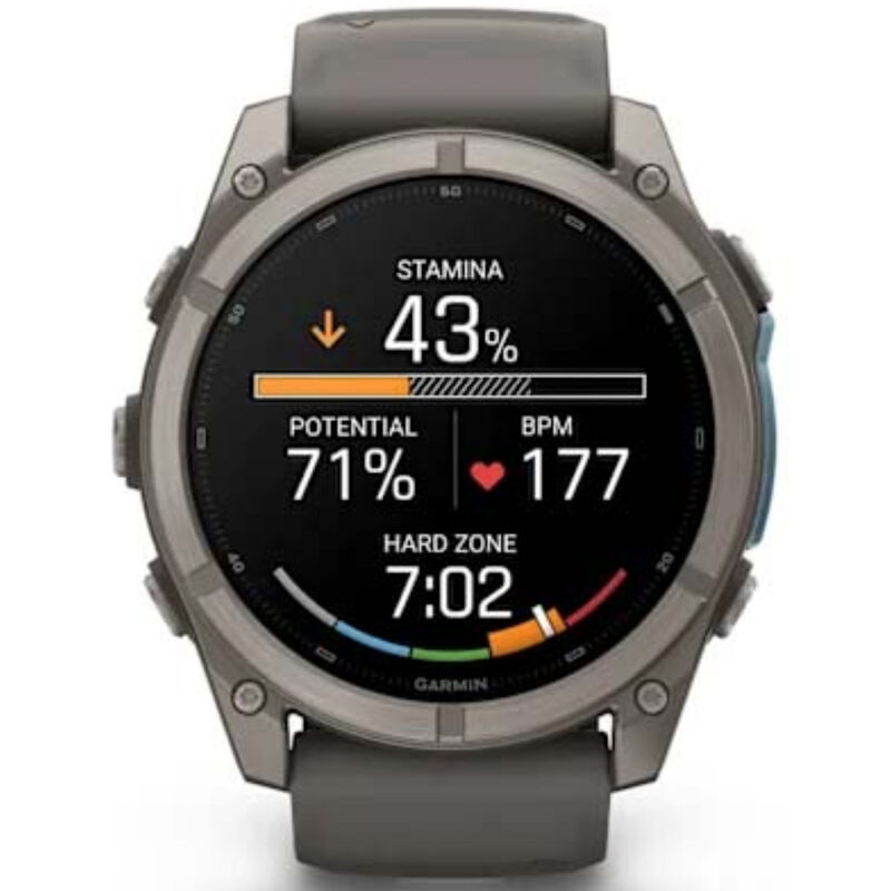 Garmin fenix 9 51 mm, AMOLED Smart Watch - Titanium with Pebble Gray Silicone Band, , hires