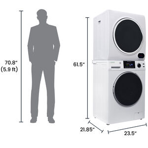 Equator 24 in. 1.6 cu. ft. Electric Front Load Laundry Center with Pet Cycle, Sanitize Cycle & Sensor Dry - White, White, hires