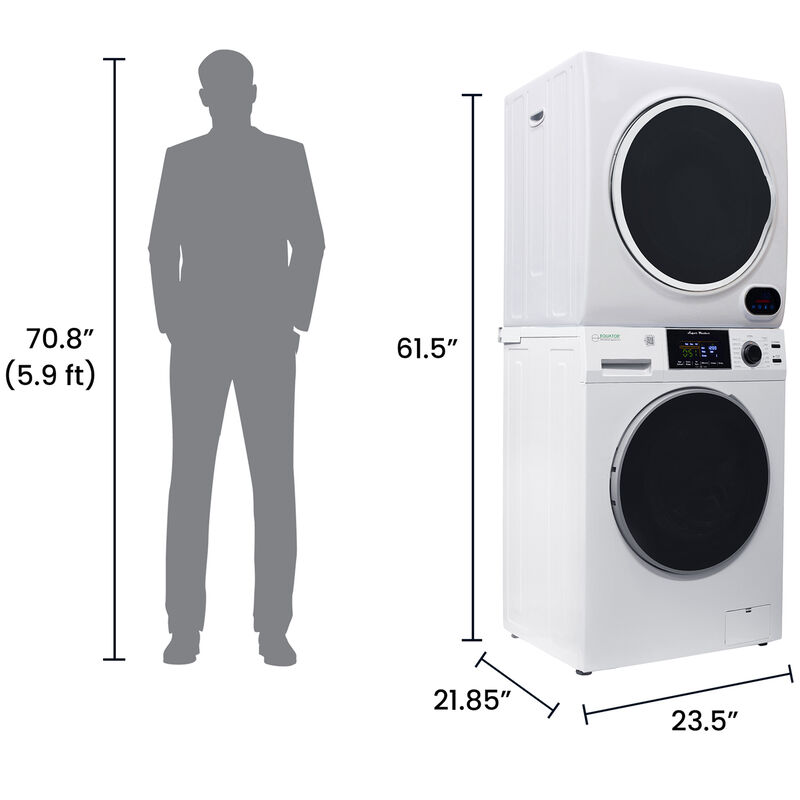 Equator 24 in. 1.6 cu. ft. Electric Front Load Laundry Center with Pet Cycle, Sanitize Cycle & Sensor Dry - White, White, hires