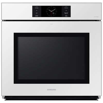 Samsung Bespoke 30 in. 5.1 cu. ft. Electric Smart Wall Oven with Dual Convection & Steam Clean - White Glass | NV51CB700S12