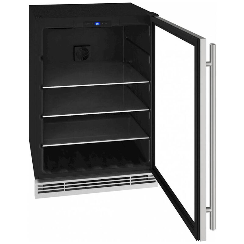 U-Line 1 Class Series 24 in. Built-In/Freestanding 5.7 cu. ft. Compact Beverage Center with Adjustable Shelves & Digital Control - Stainless Steel, , hires