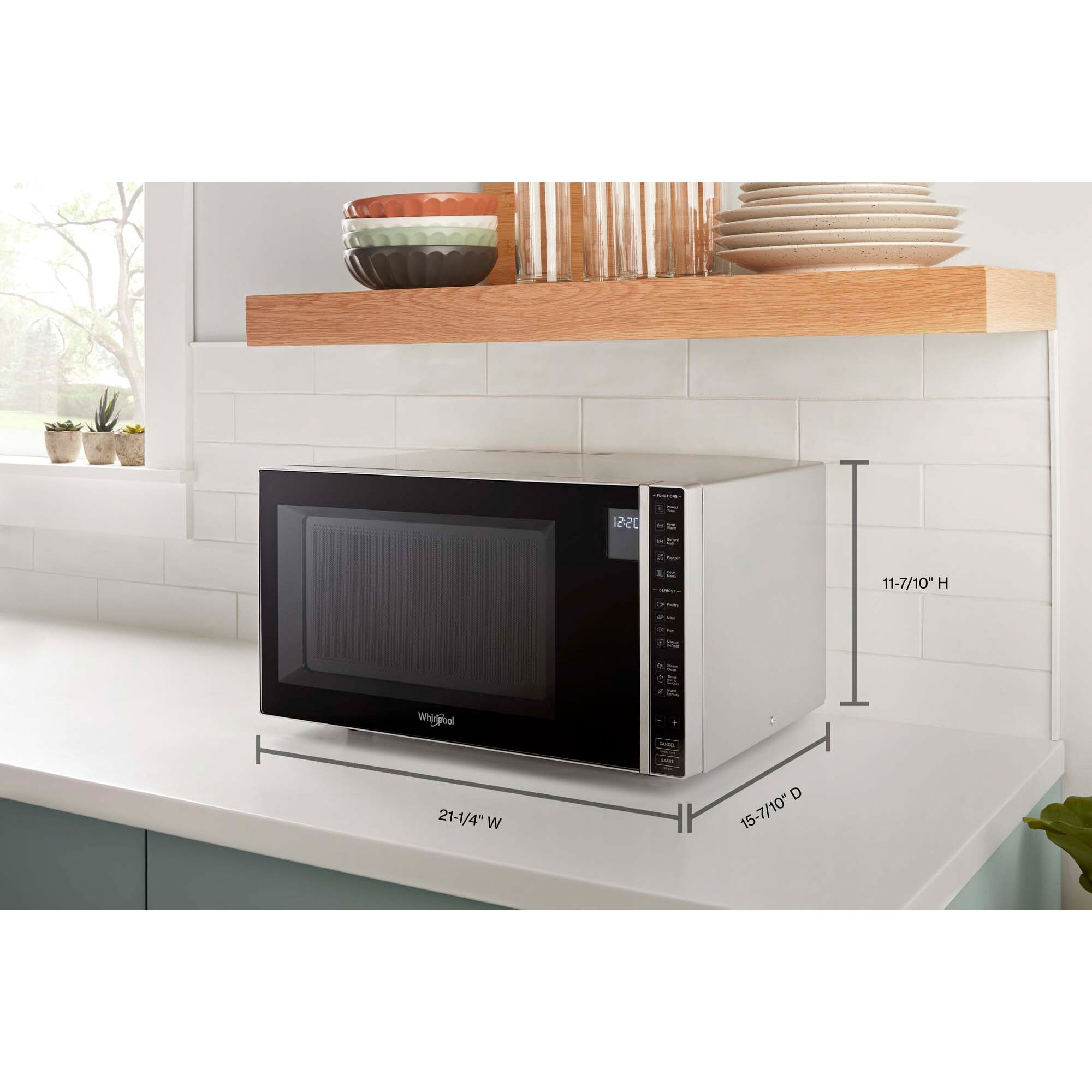 Whirlpool 21 in. 1.1 cu. ft. Countertop Microwave with 10 Power Levels Silver