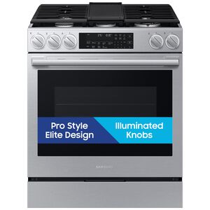 Samsung Bespoke 30 in. 6.0 cu. ft. Smart Air-Fry True European Convection Slide-In Gas Range with 5 Sealed Burners & Griddle - Stainless Steel, Stainless Steel, hires
