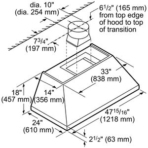Thermador Professional Series 48 in. Ducted Chimney Style Range Hood with 4 Fan Speeds & 4 LED Lights - Stainless Steel, , hires