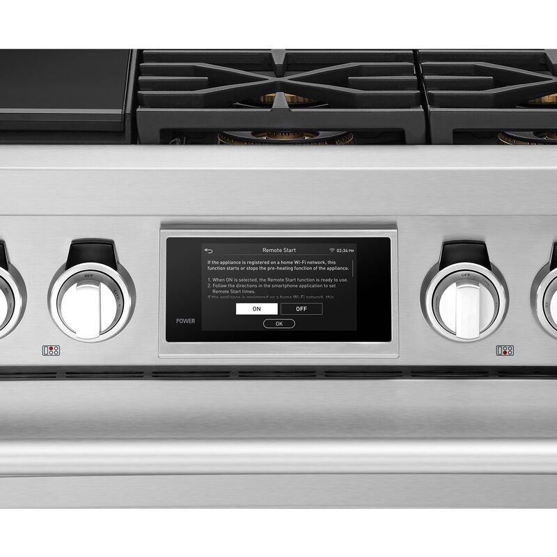 Signature Kitchen Suite 36 in. 6.3 cu. ft. Smart Standard Convection Steam Dual Fuel Range with 4 Sealed Burners - Stainless Steel, , hires