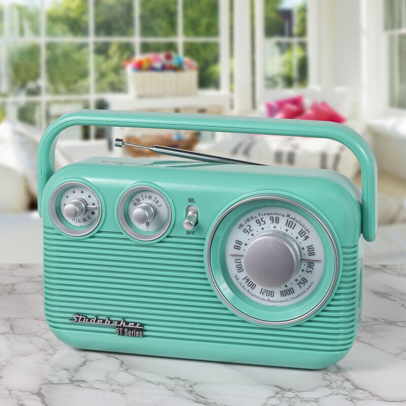 Studebaker Retro Portable AM/FM Radio - Teal, , hires