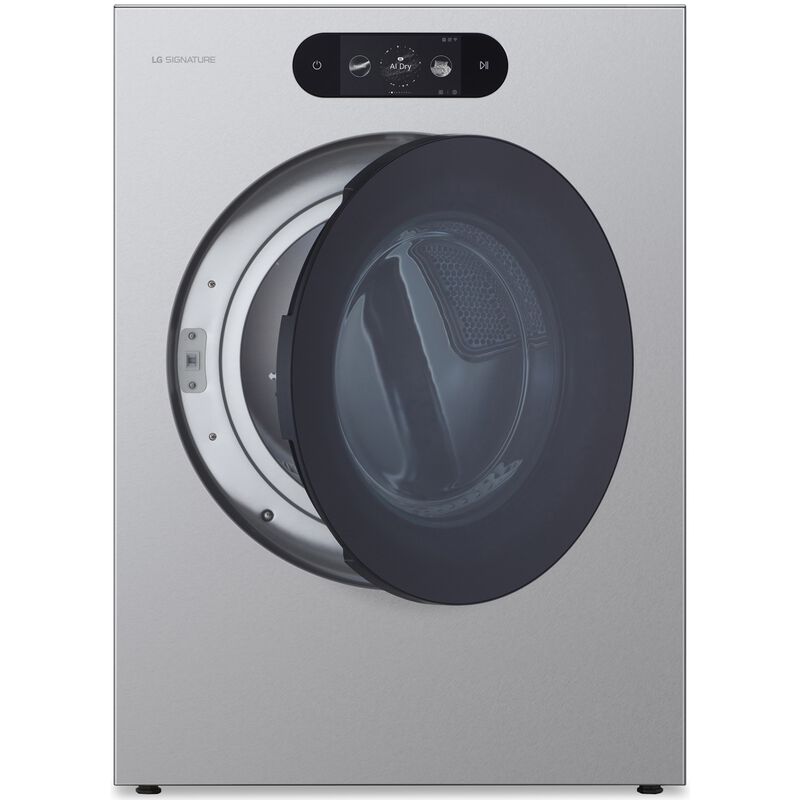 LG SIGNATURE 29 in. 9.0 cu. ft. Smart Stackable Gas Dryer with Built-In Intelligence, TurboSteam, AI Sensor Dry & Sanitize Cycle - Brushed Platinum Steel, , hires