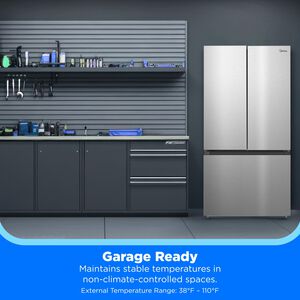 Midea 33 in. 22.6 cu. ft. Smart Counter Depth Garage-Ready French Door Refrigerator with Ice Maker - Stainless Steel, , hires