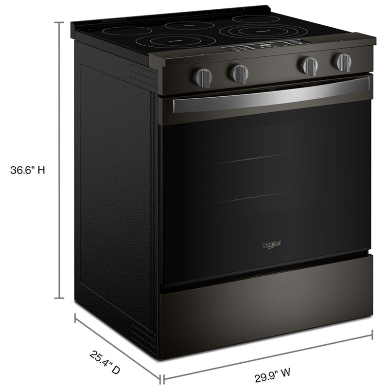 Whirlpool 30 in. 5.3 cu. ft. Smart Air-Fry Standard Convection Electric Range with Radiant Burners - Black Stainless Steel, , hires