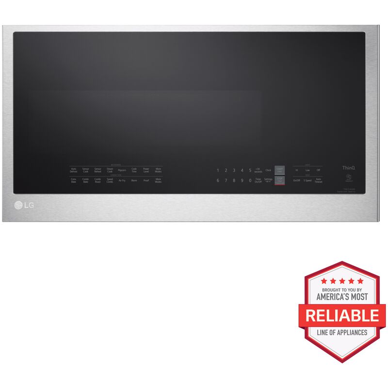 LG 30 in. 1.7 cu. ft. 950W Smart Over-the-Range Microwave with 300 CFM, Convection & Sensor Cooking - PrintProof Stainless Steel, PrintProof Stainless Steel, hires