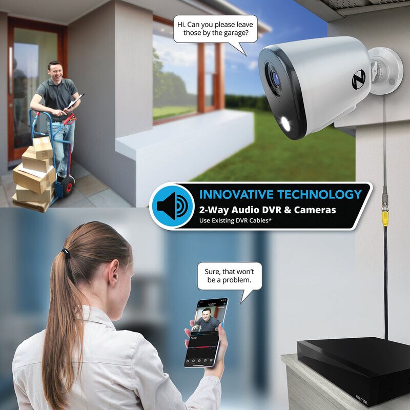 Night Owl - 12 Channel 4 Camera Wired 2K 1TB DVR Security System with 2-way Audio - White, , hires