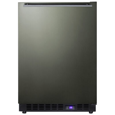 Summit 24 in. 4.7 cu. ft. Upright Compact Freezer with Ice Maker, Adjustable Shelves & Digital Control - Black Stainless Steel | SC53BXK5IM