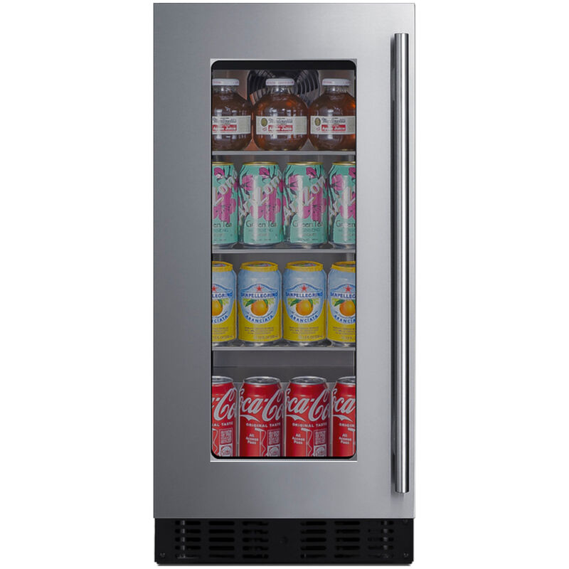 Summit 15 in. Built-In/Freestanding 1.8 cu. ft. Compact Left-Hinged Beverage Center with Adjustable Shelves & Digital Control - Stainless Steel, , hires