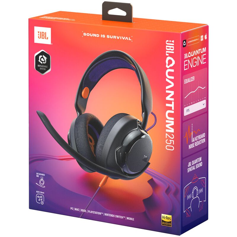 JBL Quantum 250 Surround Sound Wired Gaming Headset for PC, PS5, Xbox Series X/S and Nintendo Switch 2 - Black, , hires