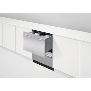 Fisher & Paykel Series 9 24 in. Smart Double Drawer with Top Control & 42 dBa Sound Level - Stainless Steel, , hires