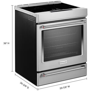 KitchenAid 30 in. 6.4 cu. ft. Air Fry True European Convection Steam Slide-In Electric Range with 4 Induction Burners - Stainless Steel, , hires