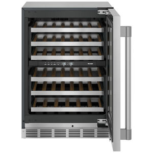 Thermador Professional Series 24 in. Undercounter Wine Cooler with Wood Racks, Dual Temperature Zones & 41 Bottle Capacity - Stainless Steel, , hires