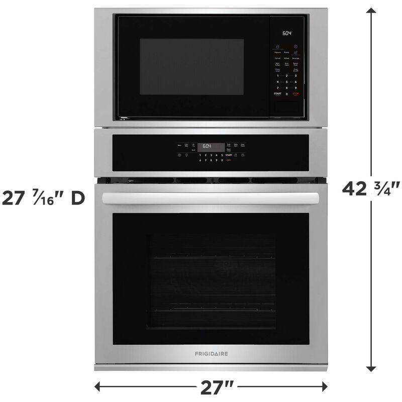 Frigidaire 27 in. 5.4 cu. ft. Electric Microwave/Wall Oven Combo with Standard Convection & Sensor Cooking - Stainless Steel, , hires