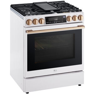 LG Studio 30 in. 6.3 cu. ft. Smart Air Fry Convection Oven Slide-In Natural Gas Range with 5 Sealed Burners & Griddle - Essence White, , hires