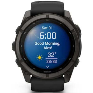 Garmin fenix 9 51 mm, AMOLED Smart Watch - Carbon Gray DLC Titanium with Black Silicone Band, , hires