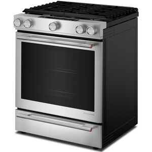 KitchenAid 30 in. 6.5 cu. ft. Air-Fry True European Convection Steam Oven Slide-In Gas Range with 5 Sealed Burners - Stainless Steel with PrintShield Finish, , hires