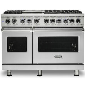 Viking 5 Series 48 in. 7.3 cu. ft. Convection Double Oven Freestanding Dual Fuel Range with 6 Sealed Burners & Griddle - Stainless Steel, , hires