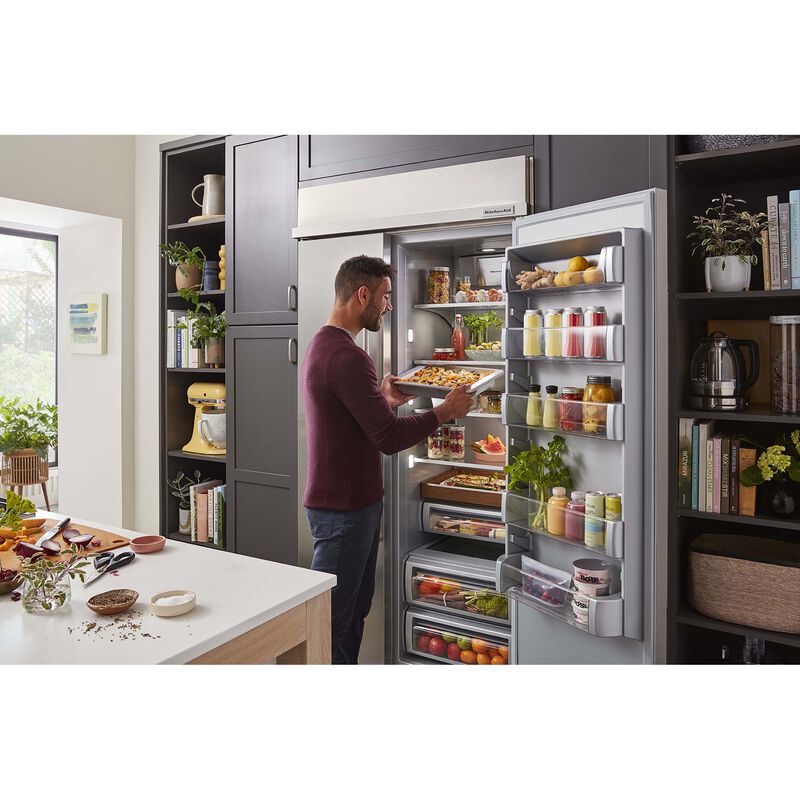 KitchenAid 48 in. 29.4 cu. ft. Built-In Counter Depth Side-by-Side Refrigerator with External Ice & Water Dispenser - Stainless Steel with PrintShield Finish, Stainless Steel with PrintShield Finish, hires