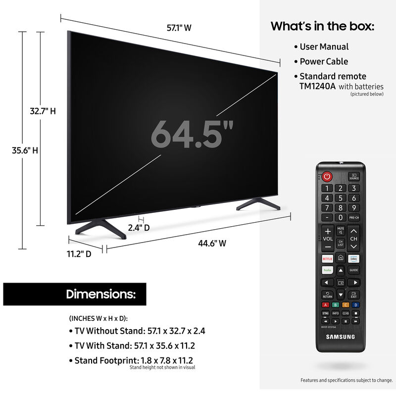Abnormaal levering aan huis Patch Samsung TU7000 Series 65" 4K (2160p) UHD Smart TV with HDR (2020 Model) |  P.C. Richard & Son