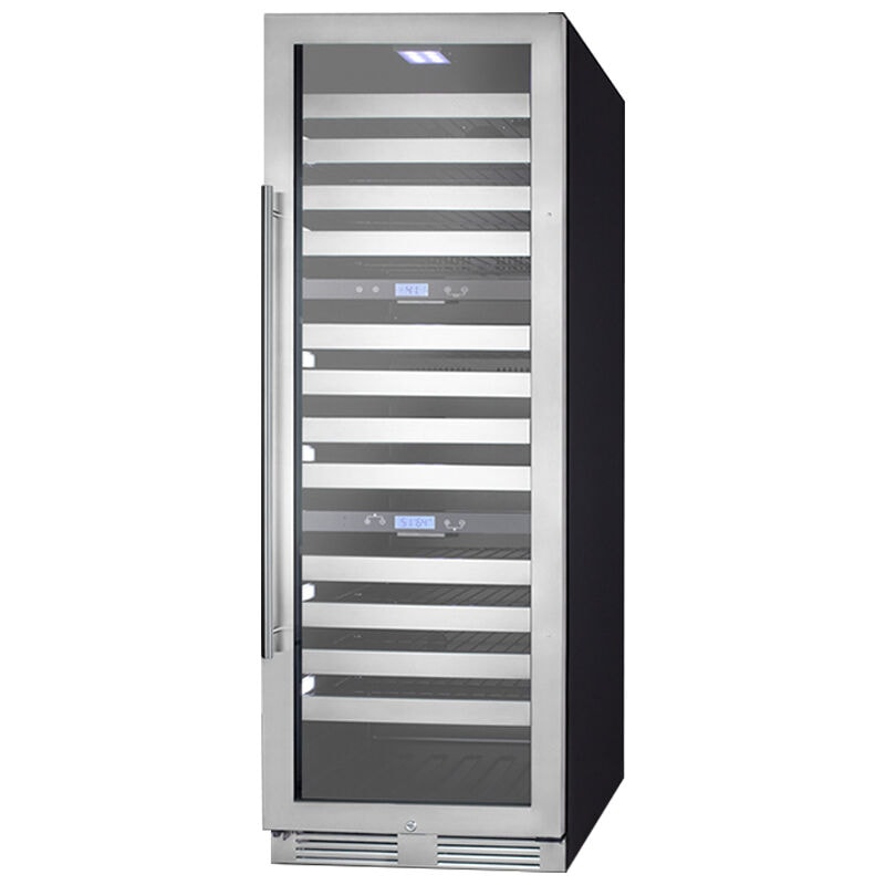 Summit 24 in. Wine Cooler with Wire Racks, Multi-Temperature Zones & 149 Bottle Capacity - Stainless Steel, , hires