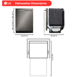 LG 24 in. Top Control Flush-Mount Smart Dishwasher with 46 dBA Sound Level, 3rd-Rack & Dynamic Heat Dry with AutoVent Dry - Black Stainless Steel, , hires